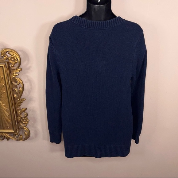 Large Tommy Hilfiger Blue Red White Colorblock Mens Sweater Preppy Academia - Picture 4 of 11